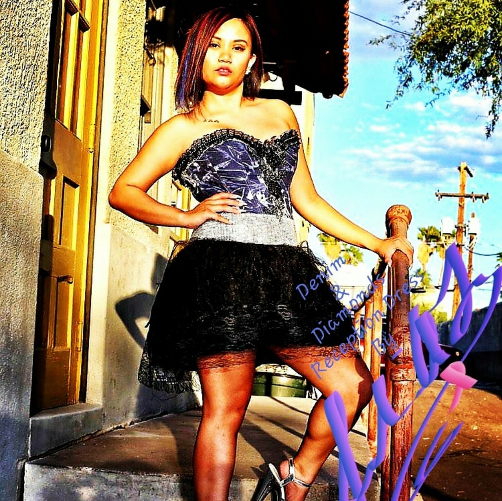 Denim and Diamonds Corset Crystal Tulle Tutu Dress